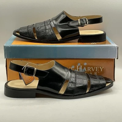 NUEVA Sandalia Steve Harvey Para Hombres Genuina Lagarto Negra Sin Cordones Talla 10.5 Foto 1 de 4