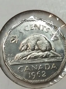 1962 Canada 5 cents coin uncirculated - Picture 1 of 3