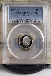 Moneda de diez centavos de plata Roosevelt 1994-S a prueba - PCGS PR70DCAM - ¡Excelente calidad! 0370 - Imagen 1 de 6