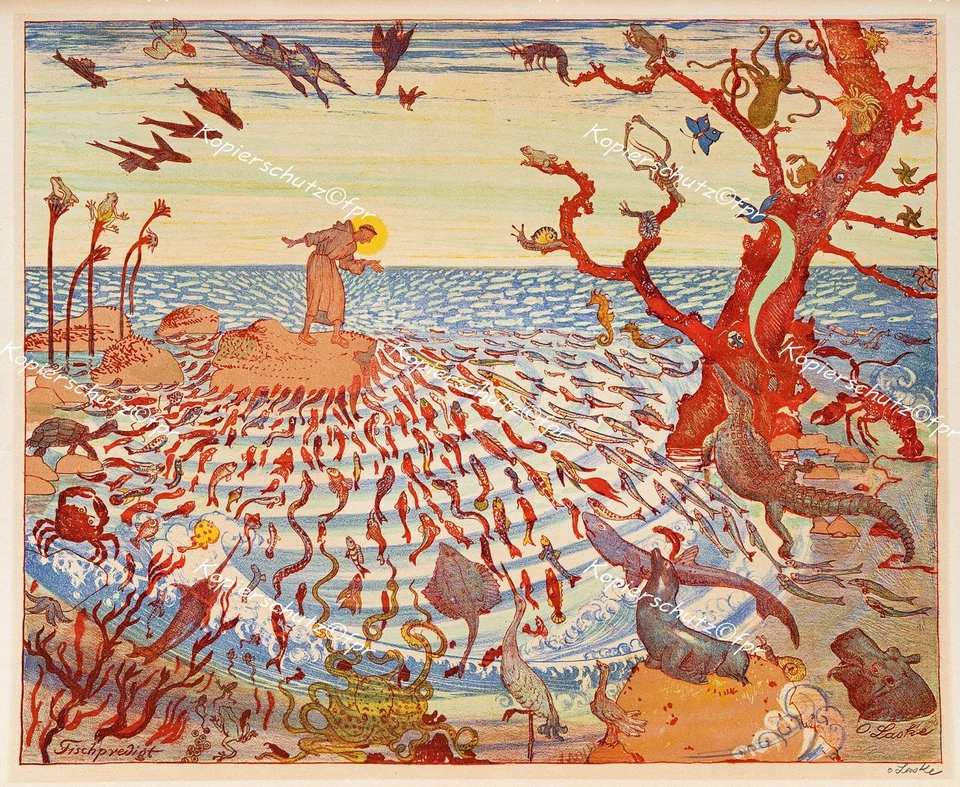 Oskar Laske Czernowitz Heiliger Franziskus Fische Krokodil Krebs Krabbe Predigt - Bild 1 von 1