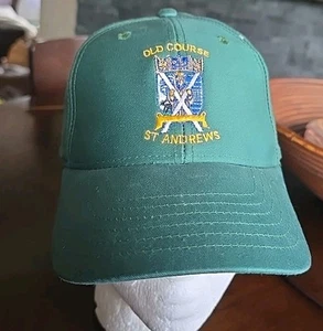 Gorra ajustable vintage Old Course St Andrews golf a cuadros con correa verde azul - Imagen 1 de 3