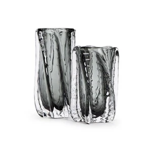 Vendome Smoke Clear Art Glass Vase, Set of 2, Glass, 8.25-inches Height and 1... - Picture 1 of 3