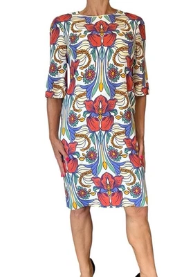 Vestido de crepé manga 3/4 estampado floral multicolor viscosa Aquilano Rimondi 4-6 Foto 1 de 4