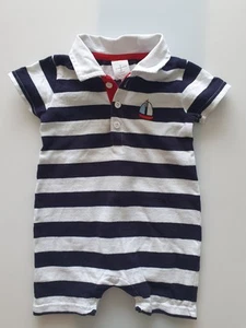 Jasper Conran baby boy 3-6 cotton dungarees Black white strips Shortie Romper - Picture 1 of 10