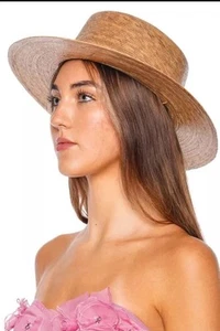 LACK OF COLOR Women's Palma Natural Straw Boater Hat - 100% Palm Leaf - Size S/M - Picture 1 of 6