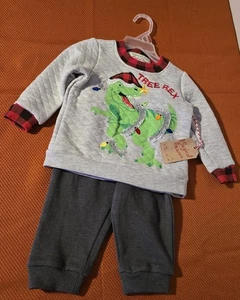 Neu mit Etikett Weihnachten Dinosaurier Sweatshirt Hose Kleinkind 9 bis 12 Monate  - Bild 1 von 4