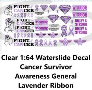 Clear 1:64 Waterslide Decal Cancer Survivor Awareness General Lavender Ribbon - Picture 1 of 5