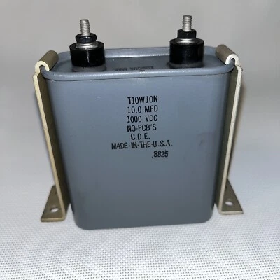 Condensador industrial C.D.E T10W10N 10 Mfd, 1000 VDC, sin PCB. Probado. Foto 1 de 4