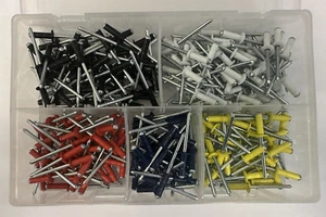 250 No, color, 4,8 x 15 mm, aluminio/acero, cúpula, multigrip, surtido de remaches pop. - Imagen 1 de 11