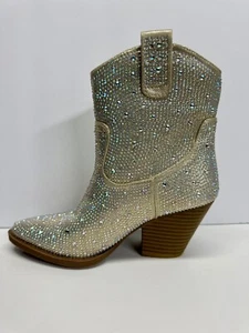 Forever Cowboy Western Stiefeletten Strass Bling Booties River Champagner Gold - Bild 1 von 10