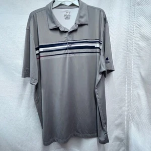 Blue and Gray Performance Polo Shirt with Stripes - Picture 1 of 9