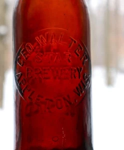 RARE PRE-PRO STAR BREWERY GEO. WALTER APPLETON WIS.  BLOB TOP  BEER BOTTLE - Picture 1 of 7