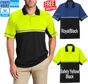 Mens Lightweight Enhanced Visibility Polo Snag Proof Moisture Wicking XS-4XL NEW - Picture 1 of 4