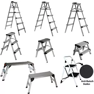 Aluleiter Doppelleiter Klapptritt Klapp Trittbank 150 kg Stehleiter Klappbar - Bild 1 von 47