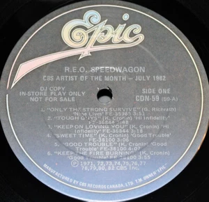 REO SPEEDWAGON - CBS ARTIST OF THE MONTH: JULY 1982, CANADIAN PROMO vinyl LP - Picture 1 of 2