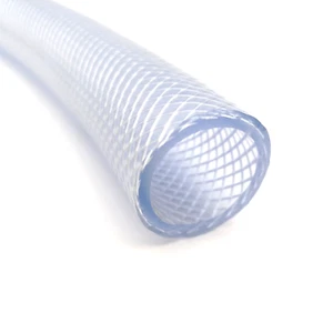 PVC Hose 32mm ID, 42mm OD, Clear Flexible Reinforced Braided OIL WATER Pipe - 1m - Picture 1 of 6