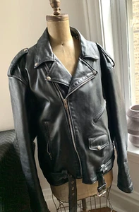 Vintage schwarz The Alley Chicago Lederschädel Biker Motorradjacke Herren 52 - Bild 1 von 18
