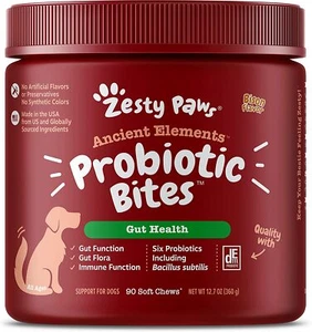 Zesty Paws Probiotic Bites for Dogs with Natural Digestive Enzymes 90 Soft Chews - Picture 1 of 37
