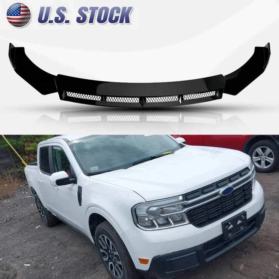 For Ford	Maverick 2022-2024 Front Bumper Lip Splitter Chin Spoiler Kit Glossy BE Foto 1 de 4