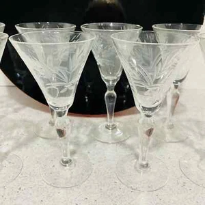 Vintage clear etched crystal cordial wine glasses 8 stems shots sherry 1 fl oz - Picture 1 of 7