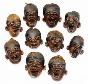 Cara de coco Fratze figura tallada boho decoración etno Tailandia coco - Imagen 1 de 11