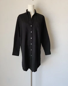 Frank & Eileen $328 Mary Famous Denim Black Classic Shirtdress Distressed Hem XS - Picture 1 of 19