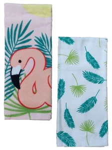 Celebrate Summer Tropical Pink Flamingo Kitchen Towel, Set of 2 Dish Towels - Picture 1 of 1