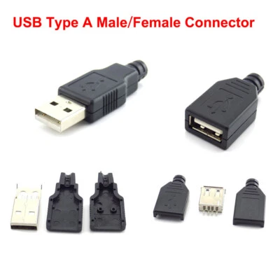 5/10/20Pcs USB2.0 Type-A Plug 4-pin Male Female Adapter Connector  Plastic Cover - Image 1 of 4