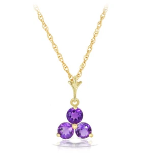 Natürliche Amethysten Edelstein Halskette echt massiv 14k Gelbgold alle Größen - Bild 1 von 8