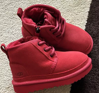 UGG Neumel II Toddler Boys Red Suede Boots Size 10 NEW - Image 1 of 4