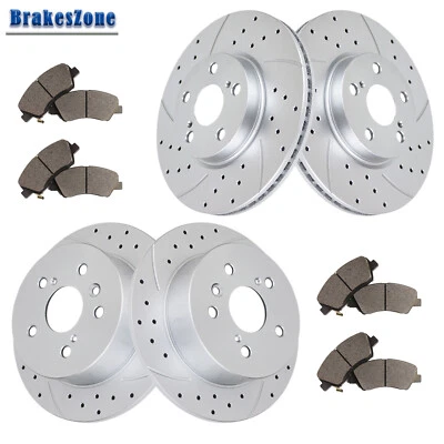 Pastilhas de cerâmica rotores de freio dianteiro + traseiro para freios perfurados Toyota Camry 2012-2017 - Imagem 1 de 4