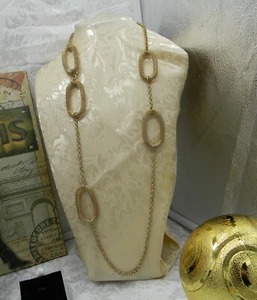 APT 9 42" EXTRA LONG NECKLACE NEW WITH TAG 28.00 Oval Mesh Linked Goldtone - Picture 1 of 7