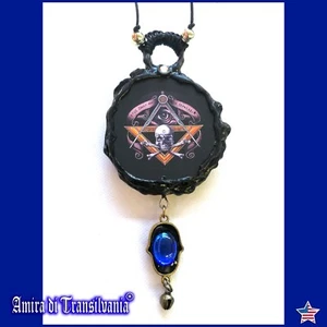 Masonic Pendant Freemasonry Talisman Amulet Necklace Lodge Jewelry Skull & Bones - Picture 1 of 24