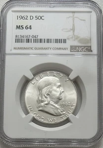 1962 D Franklin 50¢ NGC MS 64 - Picture 1 of 2