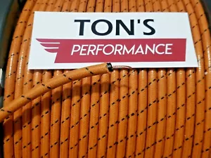 7mm Copper Core BRAIDED CLOTH Oak Orange BLACK SPARK PLUG WIRE DIY per foot - Picture 1 of 2