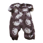 Carters Footless Fleece Snap Front Romper Boys Size 6M Brown Football Sports