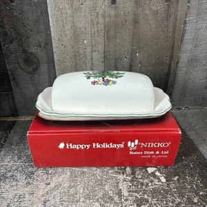 Nikko Japan Christmas Butter Covered Dish Christmas Tree Ceramic Happy Holidays - Picture 1 of 7