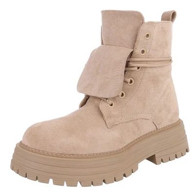 Damen Schnürschuhe mit Lochschnürung Ital-Design 8555 in Beige