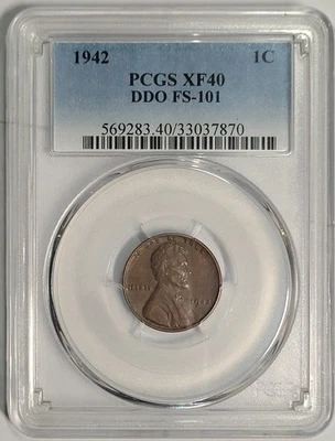 1942 Lincoln Wheat Cent 1c Doubled Die Obverse FS-101 DDO PCGS XF40 - Image 1 of 4