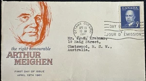 1961 Canada FDC Day of Issue Arthur Meighen 5c Stamp, SG#519, Portrait Cachet - Picture 1 of 2