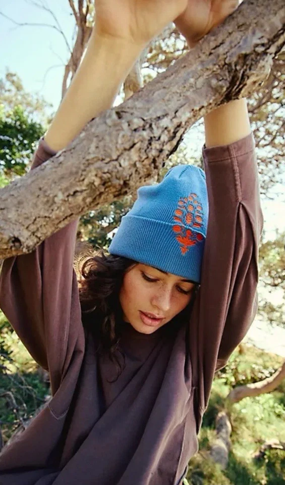 Boné gorro Free People Movement feminino tamanho único icônico chapéu buti azul laranja - Imagem 1 de 4