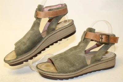 Sandalia Naot Verbena Mujer Talla 7 38 Verde Salvia Gamuza Correa al Tobillo Zapatos de Cuña Baja Foto 1 de 4