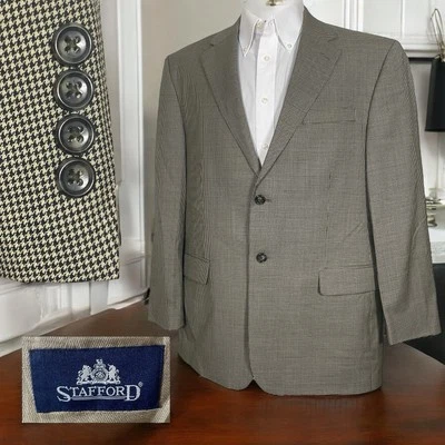 Stafford Sport Coat Mens 44R Multicolor Houndstooth Wool Two Buttons - Image 1 of 4