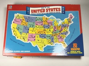 Vintage 1993 United States World Map 2-sided Puzzle Rand McNally Toys R Us Stckr - Picture 1 of 5