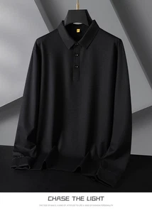 Men’s Classic Long Sleeve Polo Shirt with Tri-proof Fabric (BLACK) - Picture 1 of 10