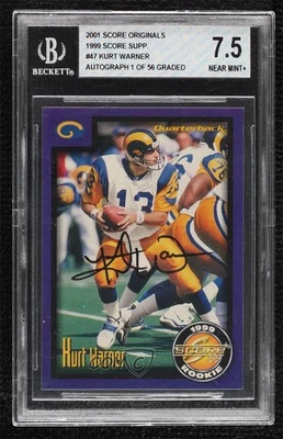 2001 Score Originals Buyback Auto /56 Kurt Warner #S-57 BGS 7.5 Auto HOF - Image 1 of 2