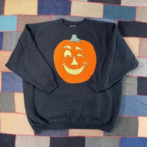 Vintage 90er Halloween Pumpkin Essential schwarz Baumwolle Pullover Gr. XXL - Bild 1 von 5
