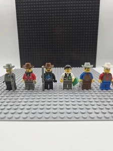 LEGO 6765 Minifigure Lotto di 6 - Western Cowboys Gold City Junction Ritirato - Foto 1 di 13