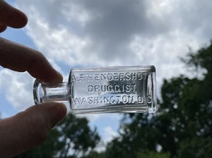A.F. Botella de medicina soplada Hendershott Druggist Washington DC - Imagen 1 de 16