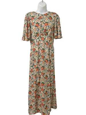 Topshop Daisy Floral Maxi Dress Sz 6 Flutter Slv. Cottage Romantic Boho Fairy - Image 1 of 4